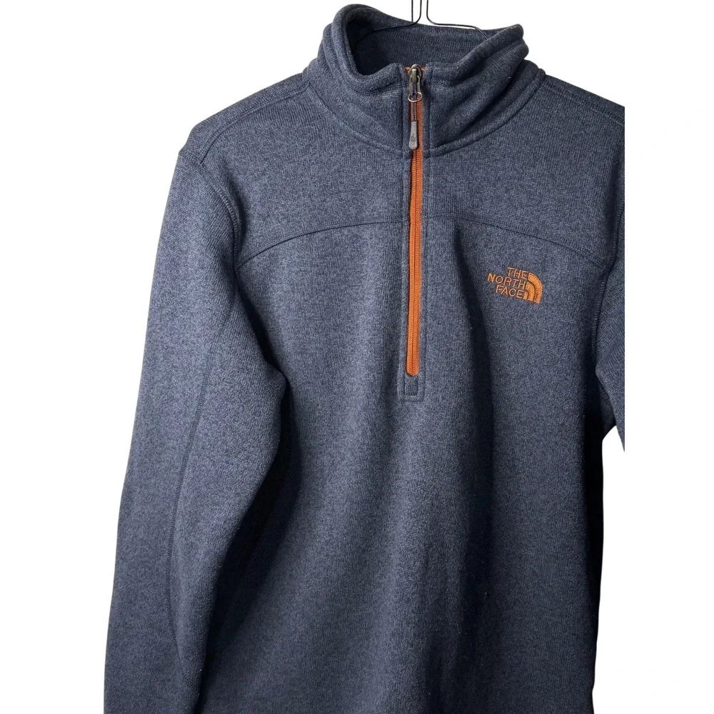 The North Face Men Medium Blue‎ Fleece 1/4 Zip Pullover Jacket Embroidered Logo